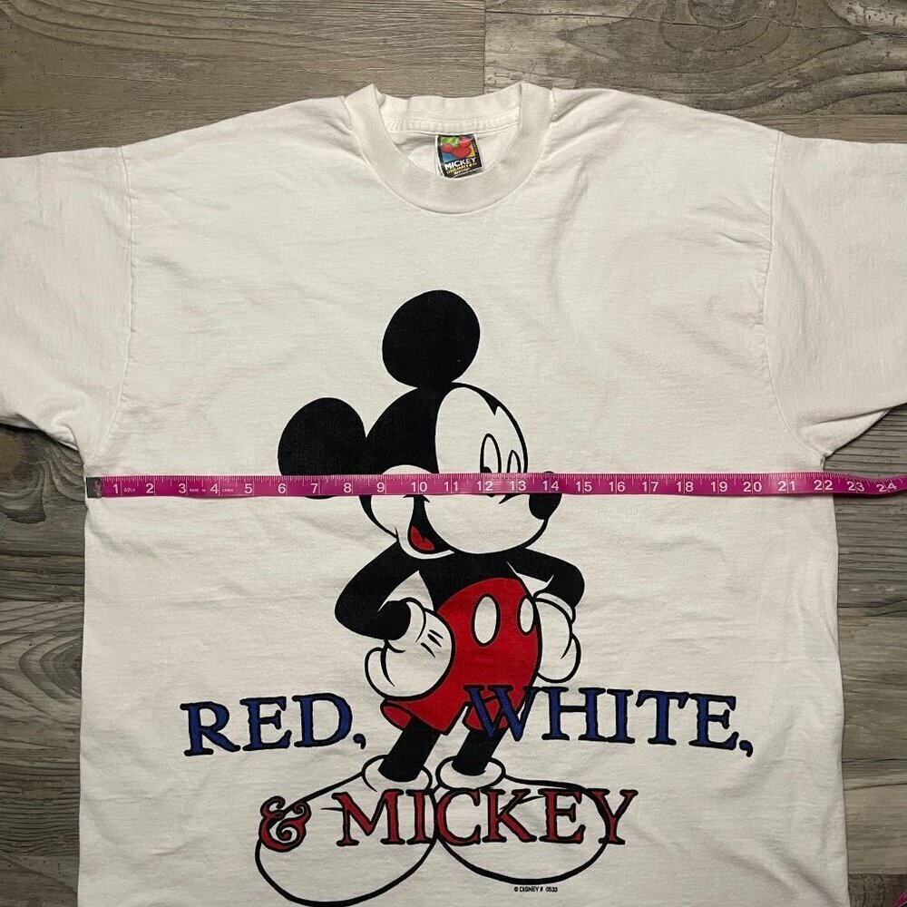 Vintage Mickey Unlimited Jerry Leigh Single Stitch T-Shirt XL Red White - Picture 2 of 6